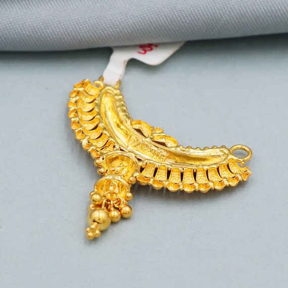 22k Gold Pendant Necklace Jewelry, Red Enamel Pure Gold Pendant