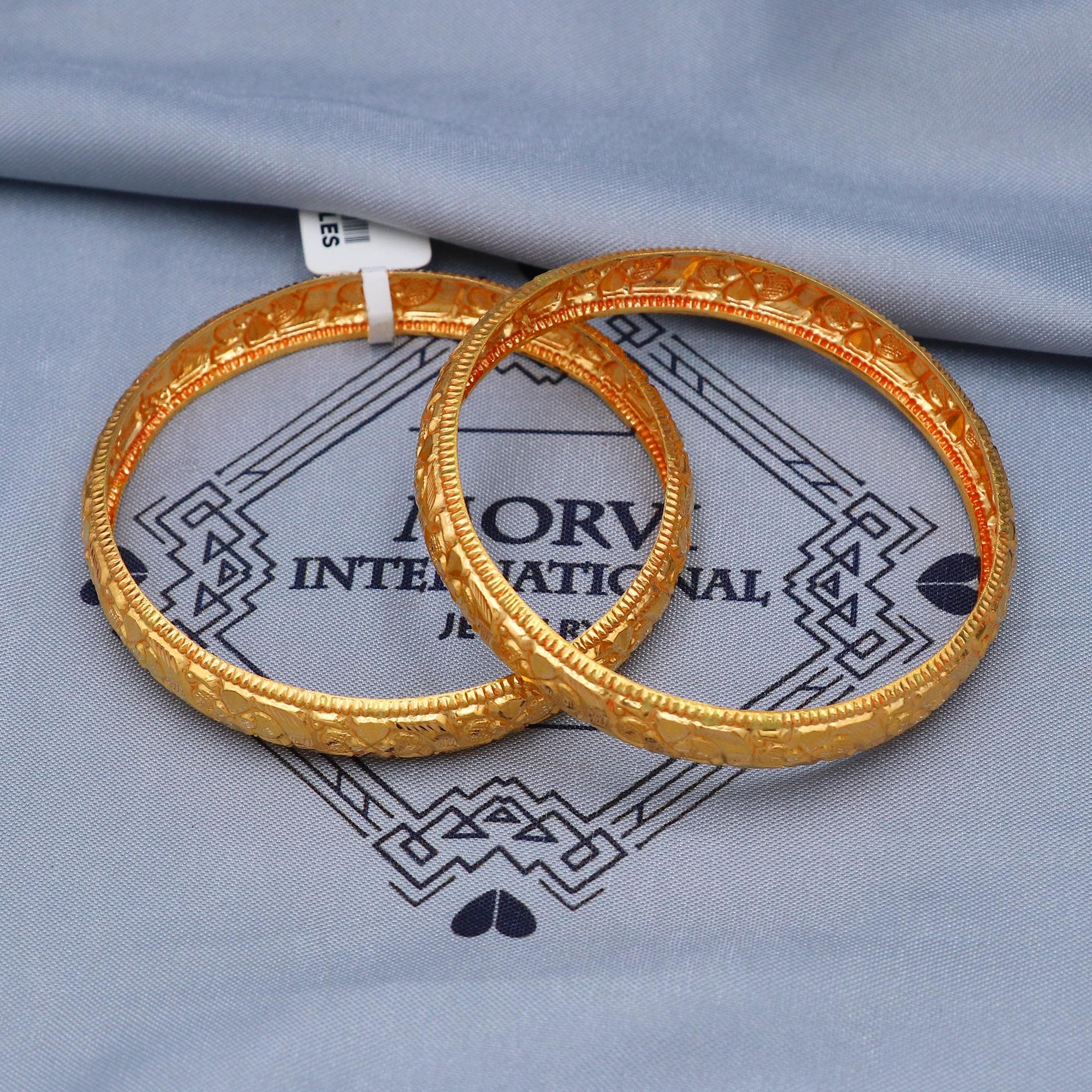 22k Gold Bangles Indian Handmade Lightweight Wax Filled