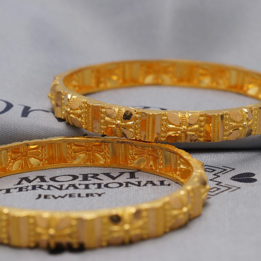 Pure 22k Gold Bangles Indian Handmade Lightweight Delicate Vintage