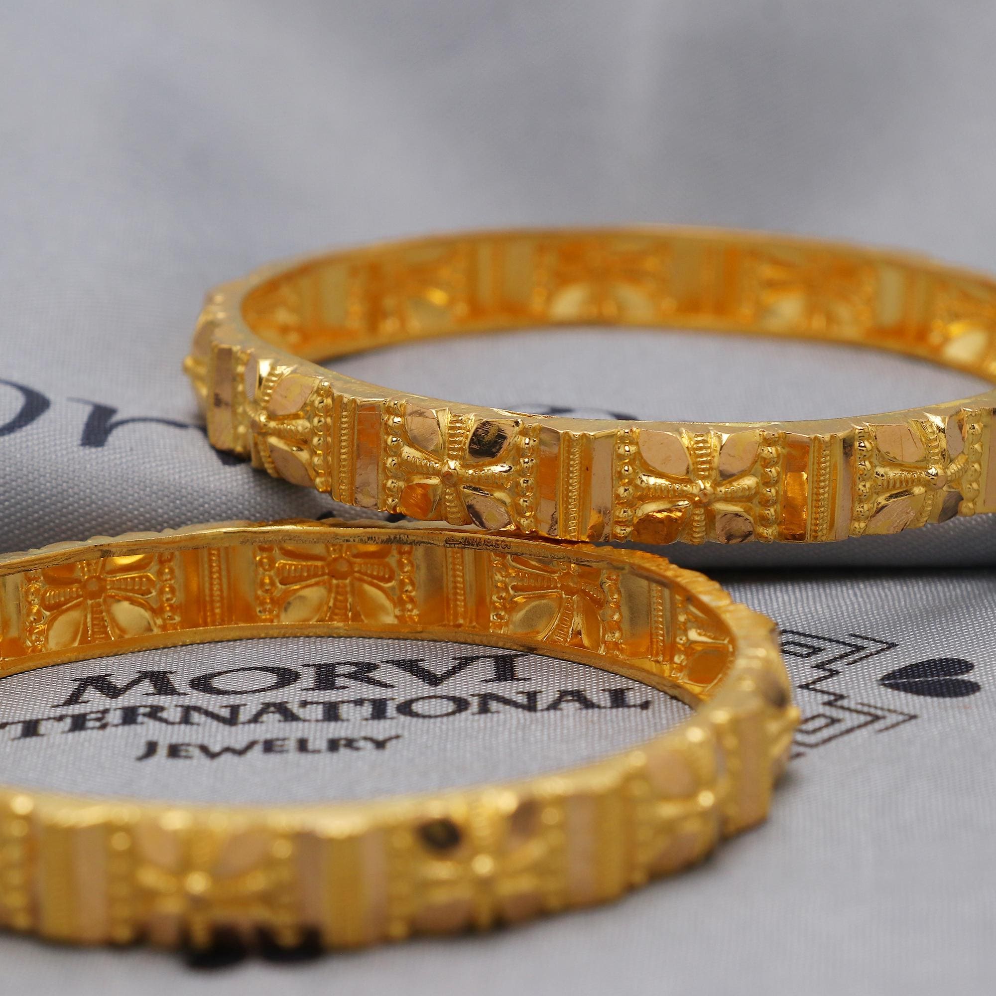 Pure 22k Gold Bangles Indian Handmade Lightweight Delicate Vintage