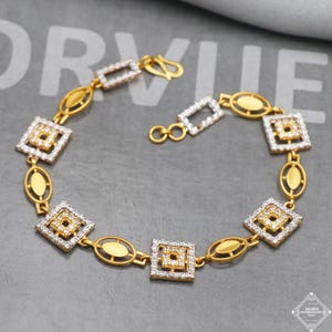 Real 22k Gold Women Girl Handmade Bracelet Link Chain 22kt 22 karat Indian Jewelry, K5273