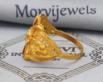 Antique Gold Ring, 22karat Gold Ring, Real Gold Ring, Flower Antique Gold Ring, 22karat Gold Ring, Real Gold Ring, Flower