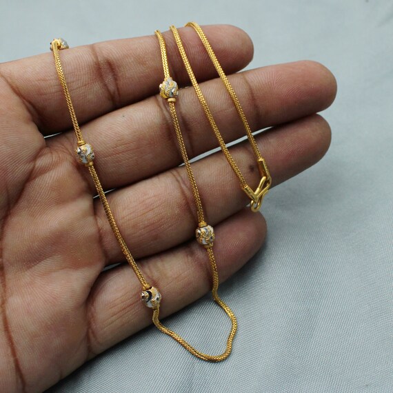 22k Gold Chain Big Beads Chain 22k Solid Yellow Gold Chain Etsy