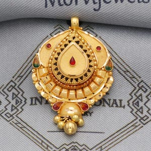 Indian Pendant Handmade 22k Yellow Gold Chain Necklace Jewelry, Pure gold necklace indian gold necklace, gift for wife, K5521