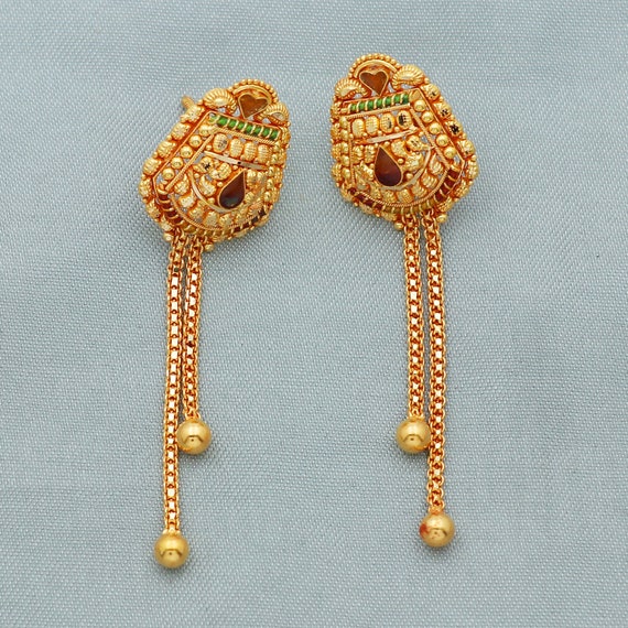 Buy Gold Plated And White Alloy Meena Latkan Chaandbali Earring by Shillpa  Purii Online at Aza Fashions.