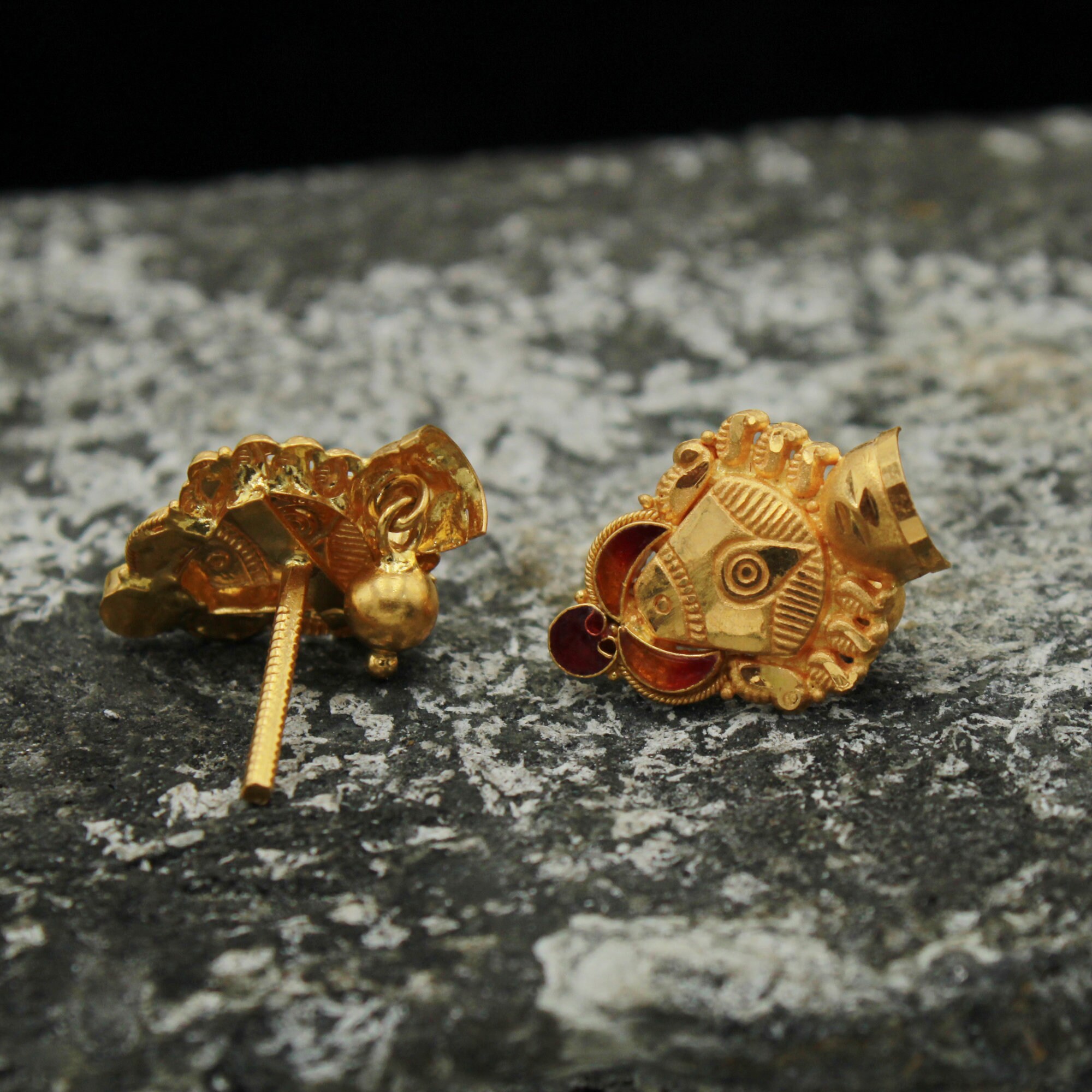 22k Yellow Gold Earrings Handmade Yellow Gold Earrings for Women