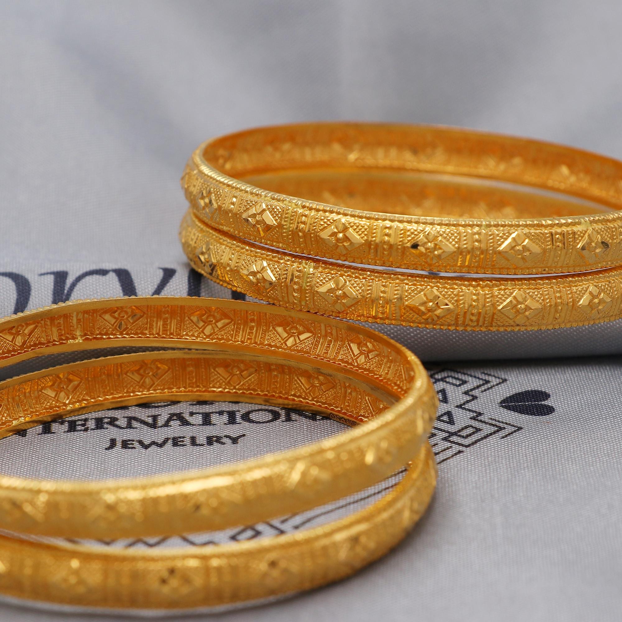Pure 22k Gold Bangles Indian Handmade Lightweight Delicate Vintage