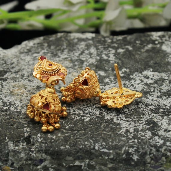 Buy Step Jhumka Earring In 22K Gold Online | Madanji Meghraj