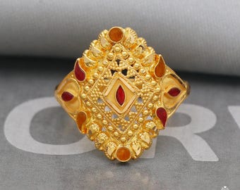 22k Gold Ring Jewelry, Handmade Indian Vintage and antique design, Pure Gold Ring, All Size, K5013 22k Gold Ring Jewelry, Handmade Indian Vintage and antique design, Pure Gold Ring, All Size, K5013