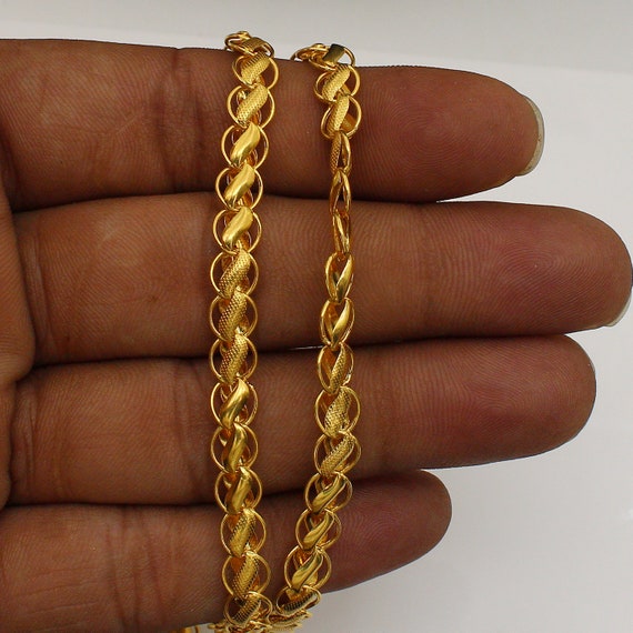 Collar de cadena oro amarillo de 22k cadena de oro pura - Etsy España