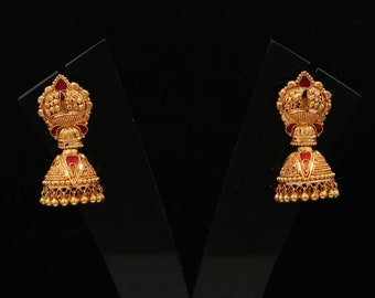 22k Yellow Gold Jhumka Earrings 