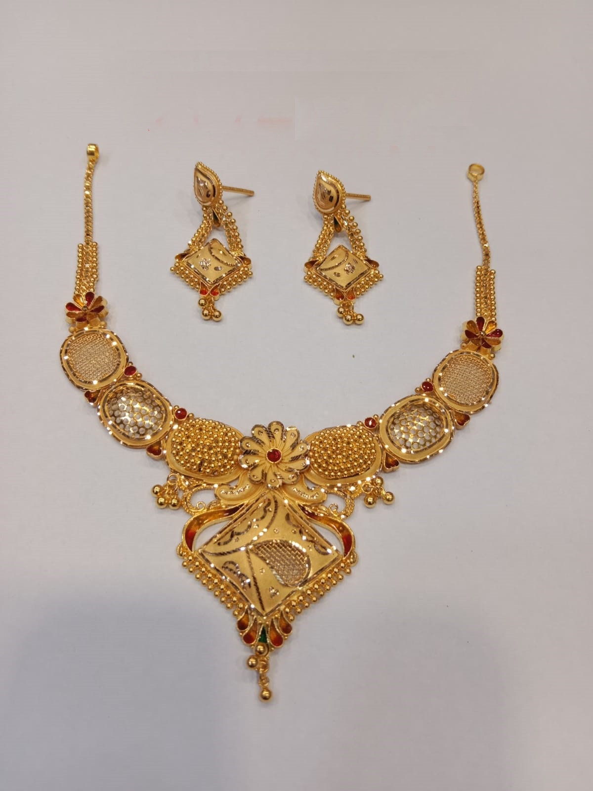 22k Yellow Gold Necklace Set Indian Gold Set Indian Gold - Etsy