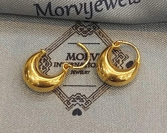 Hammered 22k Gold Hoop Earrings | Traditional Indian Bali Hoops | Lightweight Pure Gold Earrings for Women, K5873