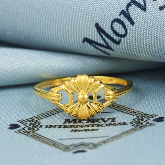 22Kゴールドリング、インディアンジュエリー、限定本物、BIS刻印