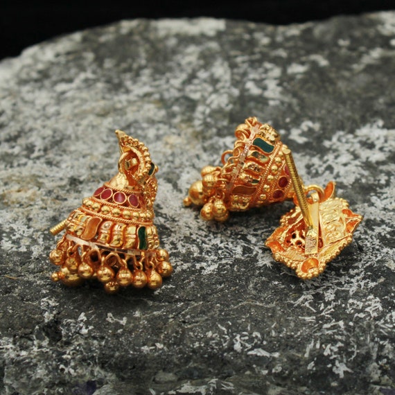 Golden Traditional Multicoloured Pipal Patti Earrings Tikka Set – Amazel  Designs