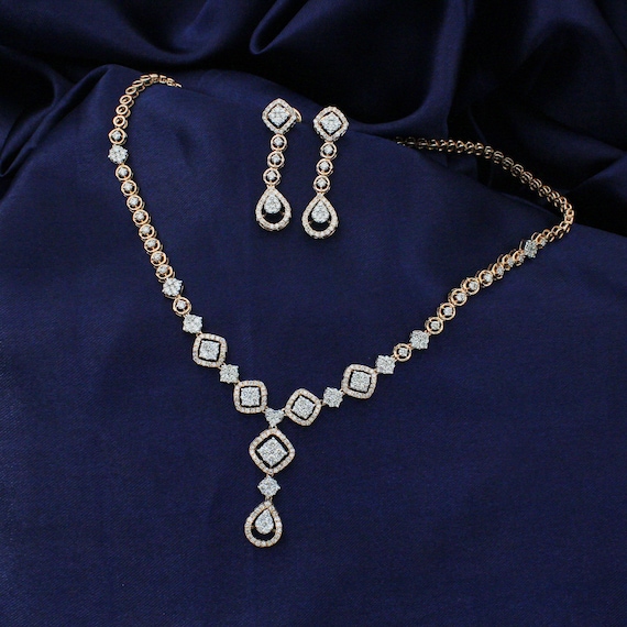 Elegant Diamond Necklace/statement Jewelry Set/statement Necklace/indian  Jewelry/cz Necklace/pakistani Choker/diamond Choker/clear Stone Set - Etsy