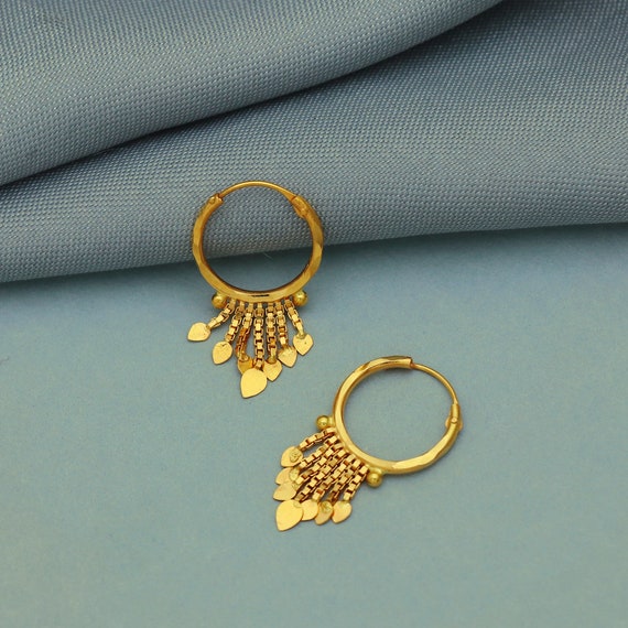 Dangling Gold Earrings In 22K Gold For Women - Lagu Bandhu