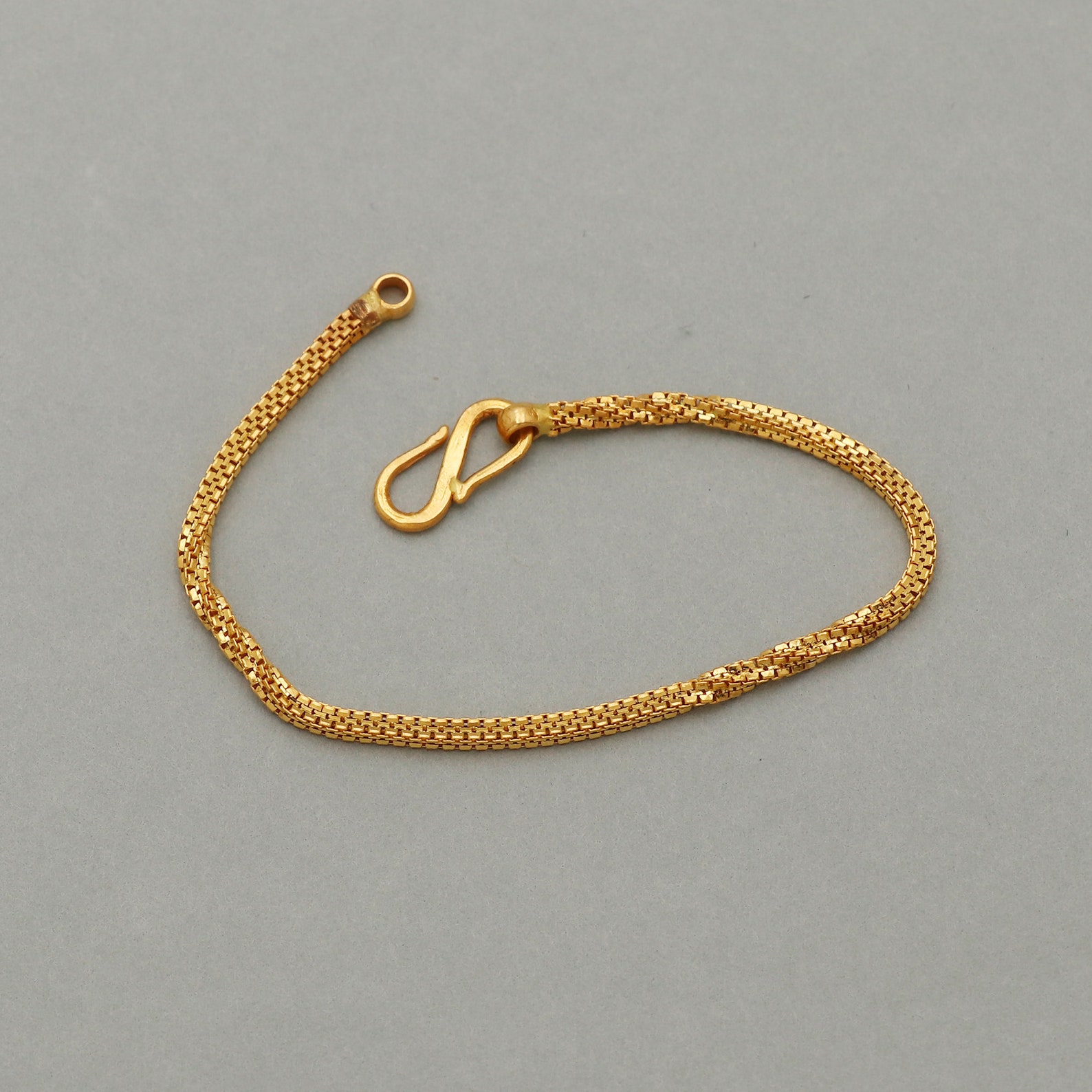 22k Gold Anklet Payal Chain From India, Box Style Gold Anklet Handmade ...