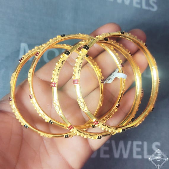 22k 22 Karat Pure Gold Bangles Bracelet Wedding Jewelry, Inner Wax