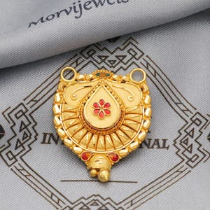 Indian Pendant Handmade 22k Yellow Gold Chain Necklace Jewelry, Pure gold necklace indian gold necklace, gift for wife, K5627