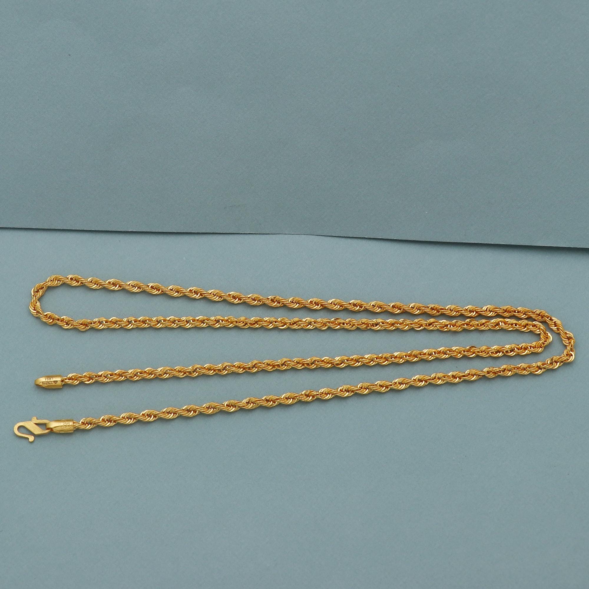 Rope Style 22k Yellow Gold Chain Necklace Gift , 19 Inches, 22k Karat ...