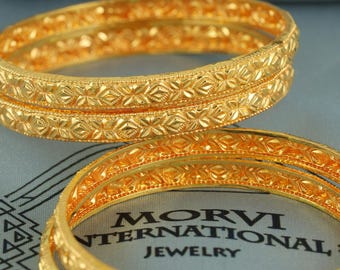 Pure 22k Gold Bangles Indian Handmade Lightweight Delicate Vintage