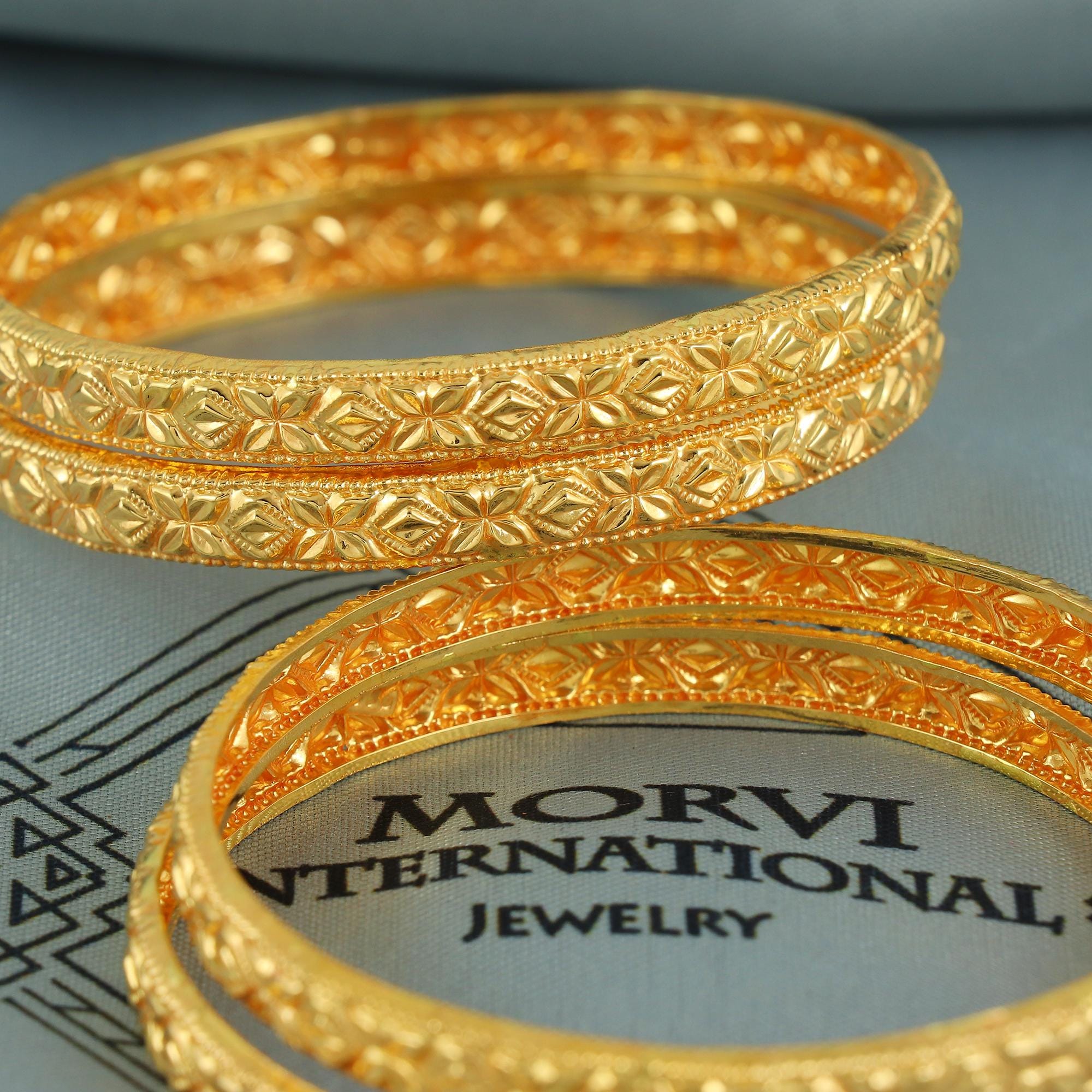Pure 22k Gold Bangles Indian Handmade Lightweight Delicate Vintage