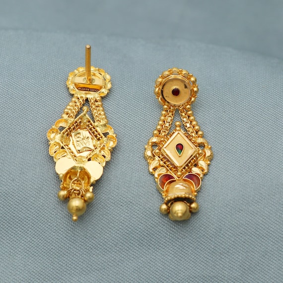 22k Yellow Gold Stud Earrings Handmade Yellow Gold Earrings for