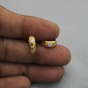 solid 18k gold hoop earrings bali earrings, Huggies , indian handcrafted gold earring