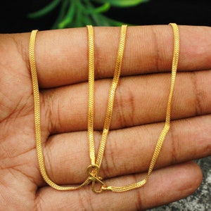Pure Handmade 22k Yellow Gold Chain Necklace Jewelry, 22k gold box chain, pure gold necklace indian gold chain necklace, gift for wife