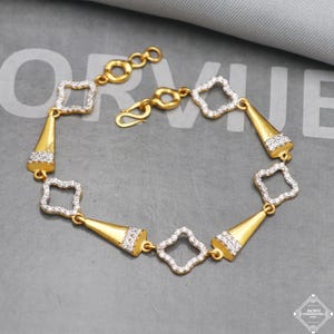 Real 22k Gold Women Girl Handmade Bracelet Link Chain 22kt 22 karat Indian Jewelry, K5267