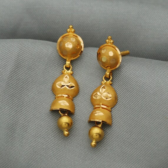 22K Gold Drop Earrings For Women - 235-GER15758 in 5.250 Grams
