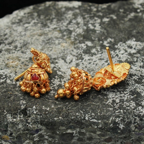 Uncut Diamond Earrings in 22K Gold -Indian Gold Jewelry -Buy Online