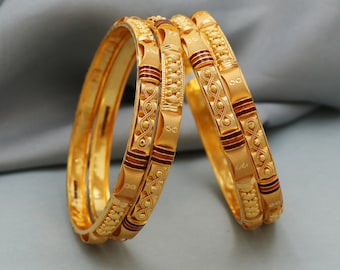Pure 22k gold bangles Indian Handmade vintage design, handcrafted indian , bangle bracelet pair wedding Jewelry