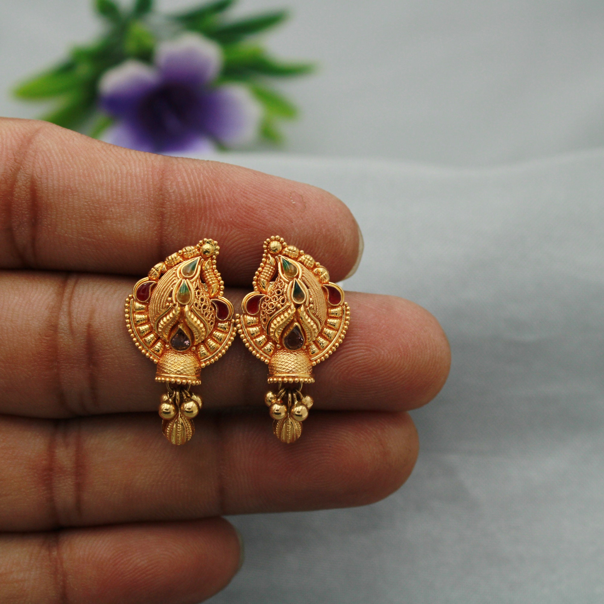 New 2 Gram Gold Stud Earring Office Wear Collections ER3644