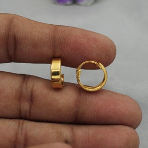 20k Yellow Gold Hoop earrings Bali Earrings , Huggies , Handmade Yellow gold earrings for women, Christmas gift, dainty Indian gold earrings