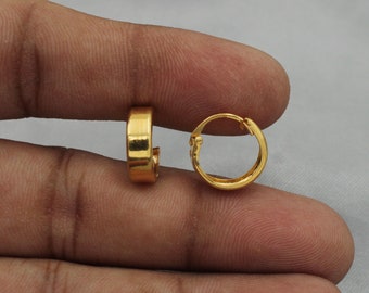 20k Yellow Gold Hoop earrings Bali Earrings , Huggies , Handmade Yellow gold earrings for women, Christmas gift, dainty Indian gold earrings