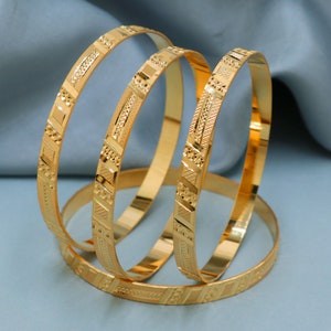 Pure 22k Gold Bangles Indian Handmade light weight, Traditional Rajasthan India , Bangle Bracelet pair Wedding Jewelry