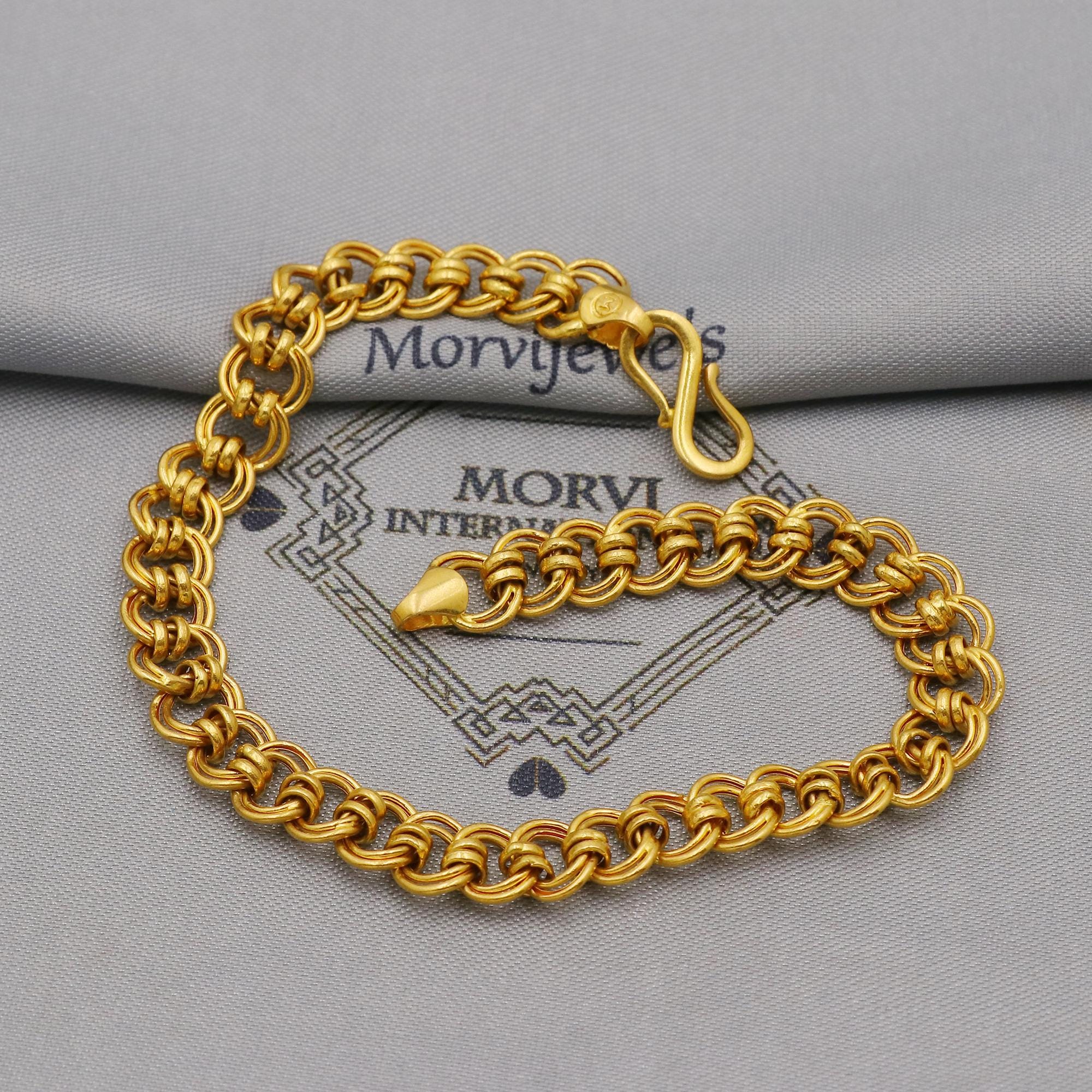 22k Gold Link Chain Bracelet for Women: Handmade Indian Style