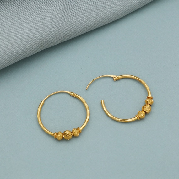 22k Yellow Gold Hoop Bali Earrings Handmade Big Yellow Gold Earrings for Women Valentine Day Gift Star Design Indian Gold Earrings Etsy Australia
