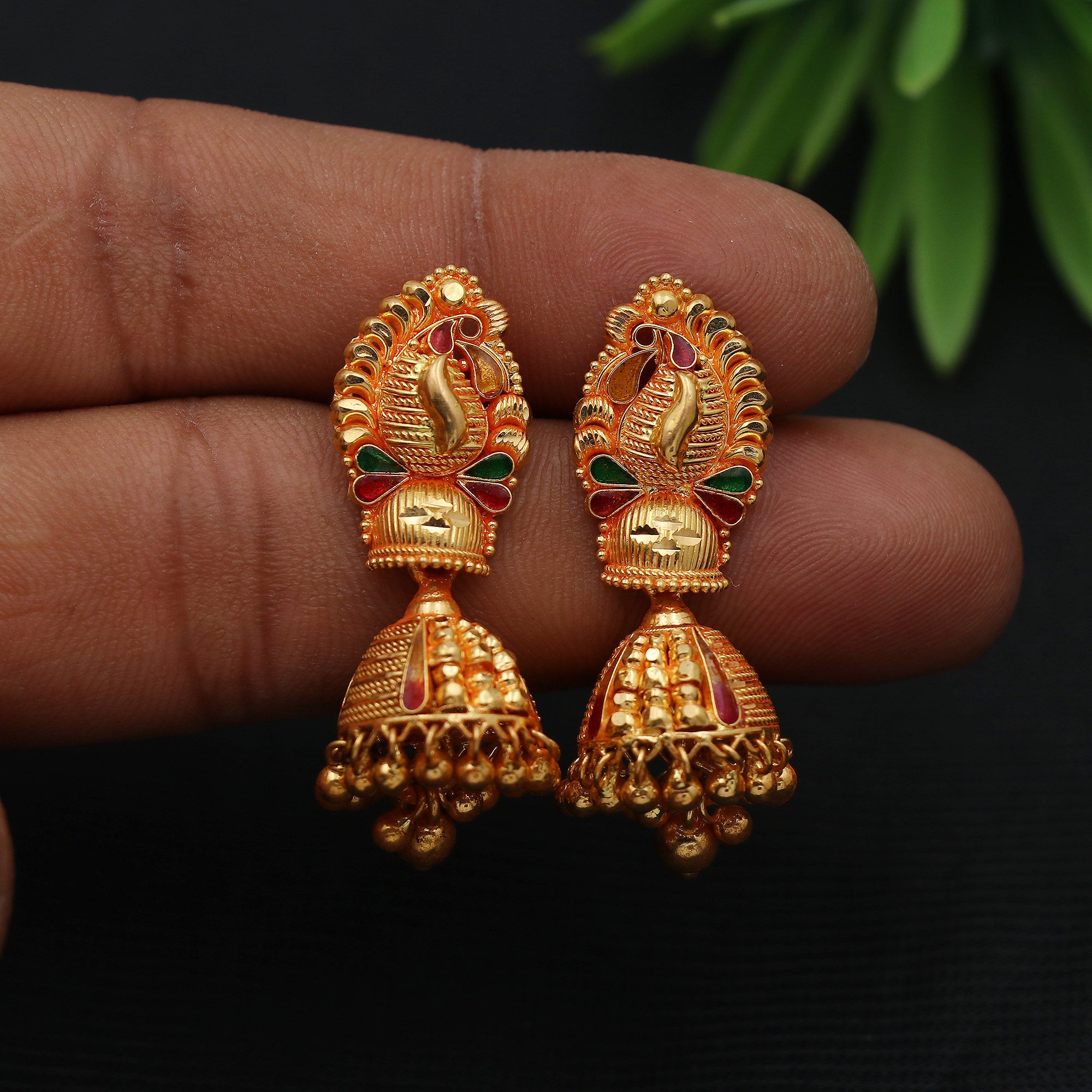 22K Gold Plated Gift Jhumka Earrings Indian 5