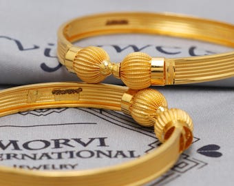 Pure 22k Gold Bangles Indian Handmade Asian Vintage Design