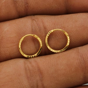 22k Yellow Gold Hoop earrings Bali Earrings, Huggies, Handmade Yellow gold dangle earrings for women, Christmas gift, Indian gold earrings