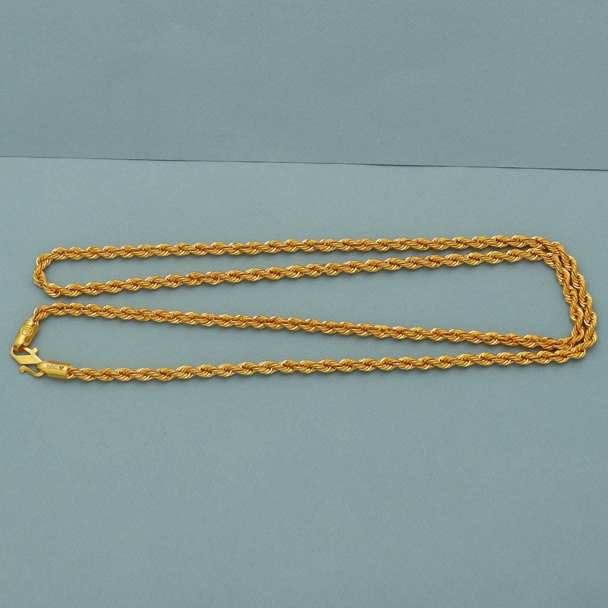 Rope Style 22k Yellow Gold Chain Necklace Gift , All Sizes, 22k Karat ...