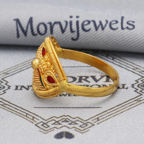 22k Yellow Gold Ring Jewelry, 22kt Handmade Indian Vintage and