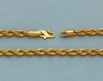 4 mm 22k イエローゴールド ハンドメイド 素晴らしいロープチェーン