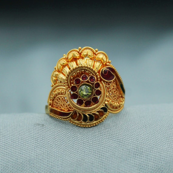 Beautiful Golden Antique Finger Ring at Rs 250 | Designer Finger Ring in  Mumbai | ID: 5380632273