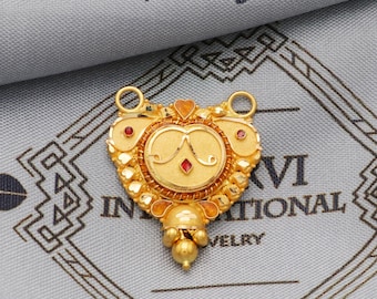 Collar de cadena de oro amarillo de 22 k, joyería india, collar de oro puro, collar de oro indio, regalo para esposa, K5638