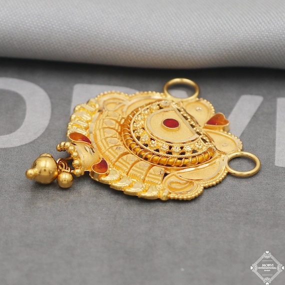 22k Yellow Gold Mangalsutra Pendant Necklace Handmade Indian Handmade Vintage Antique Design Jewelry K5052