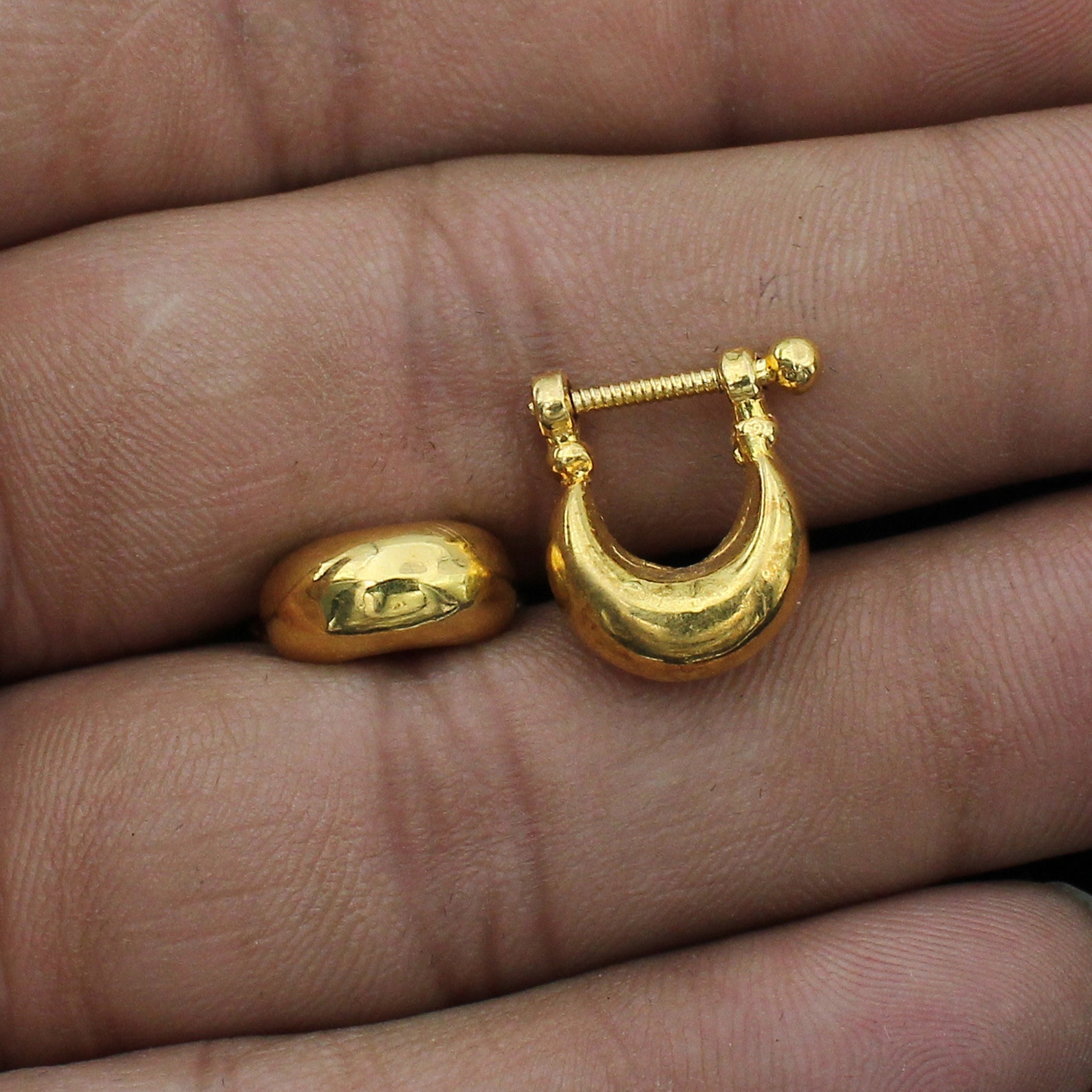 Kundal 22k Yellow Gold Hoop Bali Earrings Handmade Big Etsy